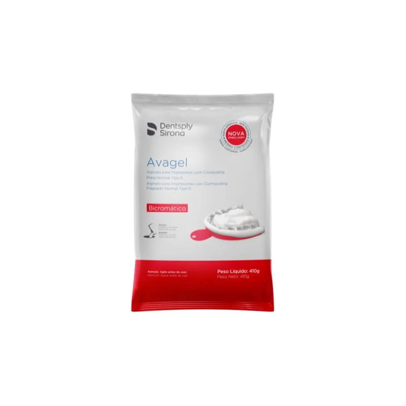 Alginato tipo II presa normal bicromático com clorexidina sabor tutti frutti pacote com 410g