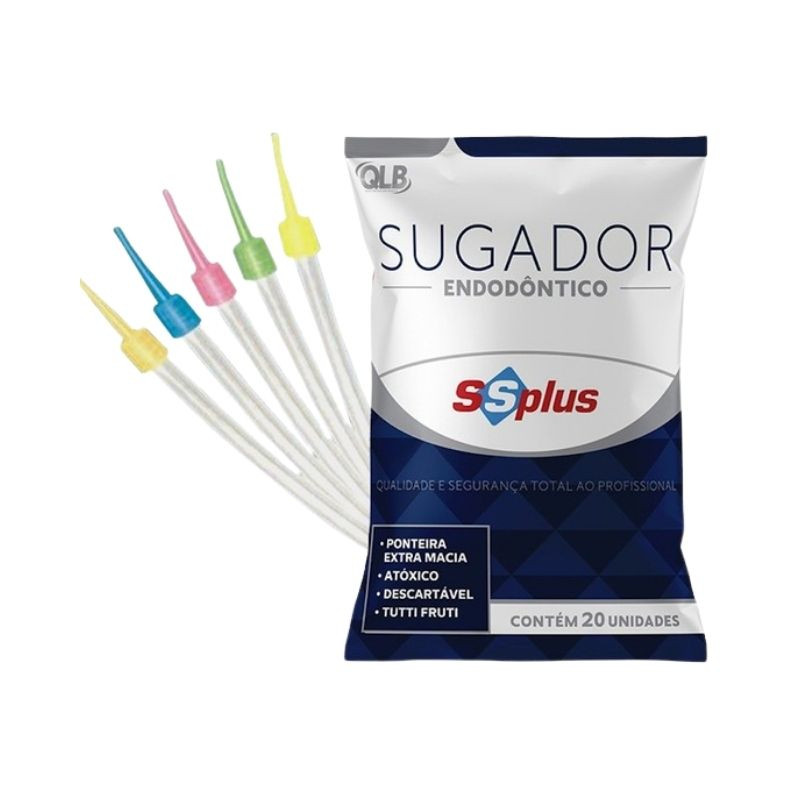 Sugador descartavel endodontico em pvc atoxico colorido pacote 20un