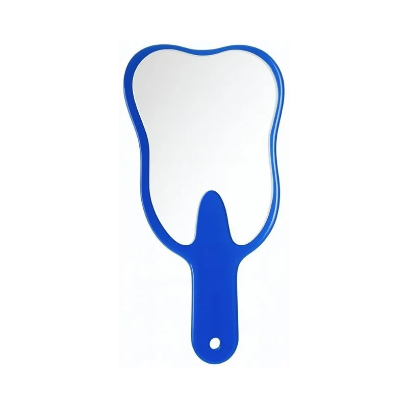 Espelho de mão em forma de dente azul
