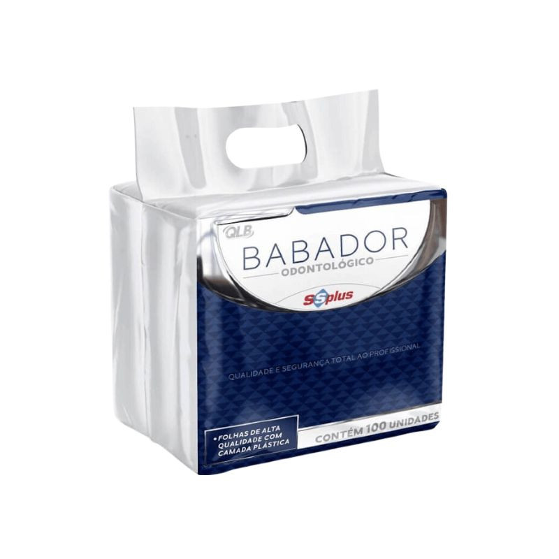 Babador descartável 2 camadas branco (30 x 40cm) com 100un