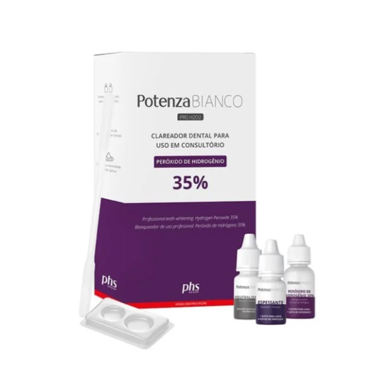 Clareador peróxido de hidrogênio 35% kit 3 pacientes (Peróxido+Espessante+Neutralizante+Barreira+Espátula)