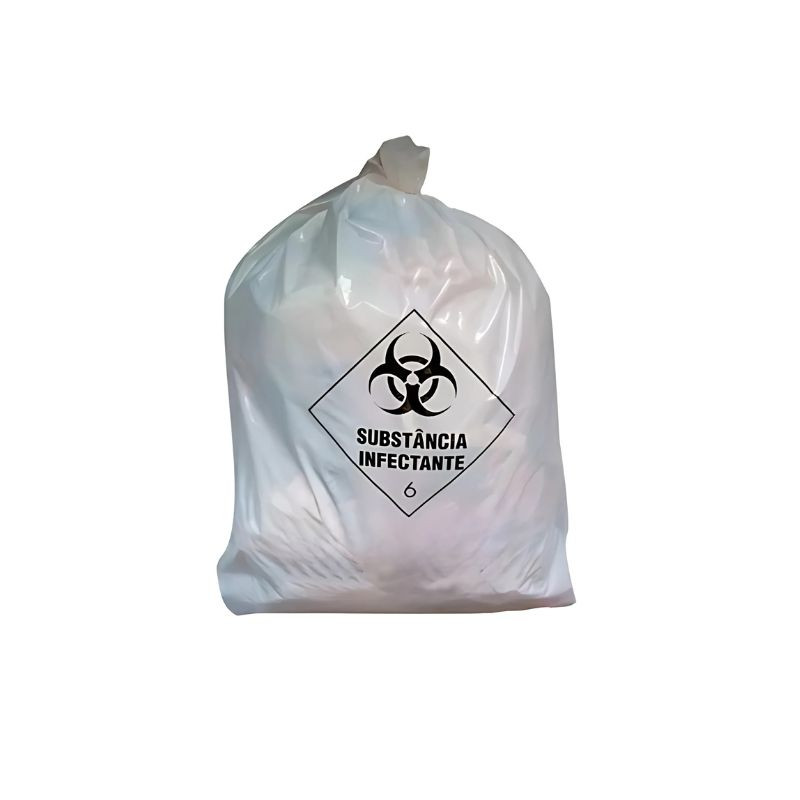 Saco para lixo hospitalar branco 100 litros pacote 100un