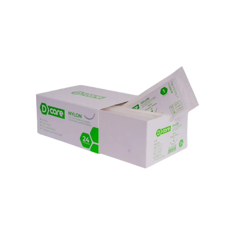 Fio de sutura agulhado nylon 4-0 - 3/8circ. - 2,0cm cor preta cx com 24un