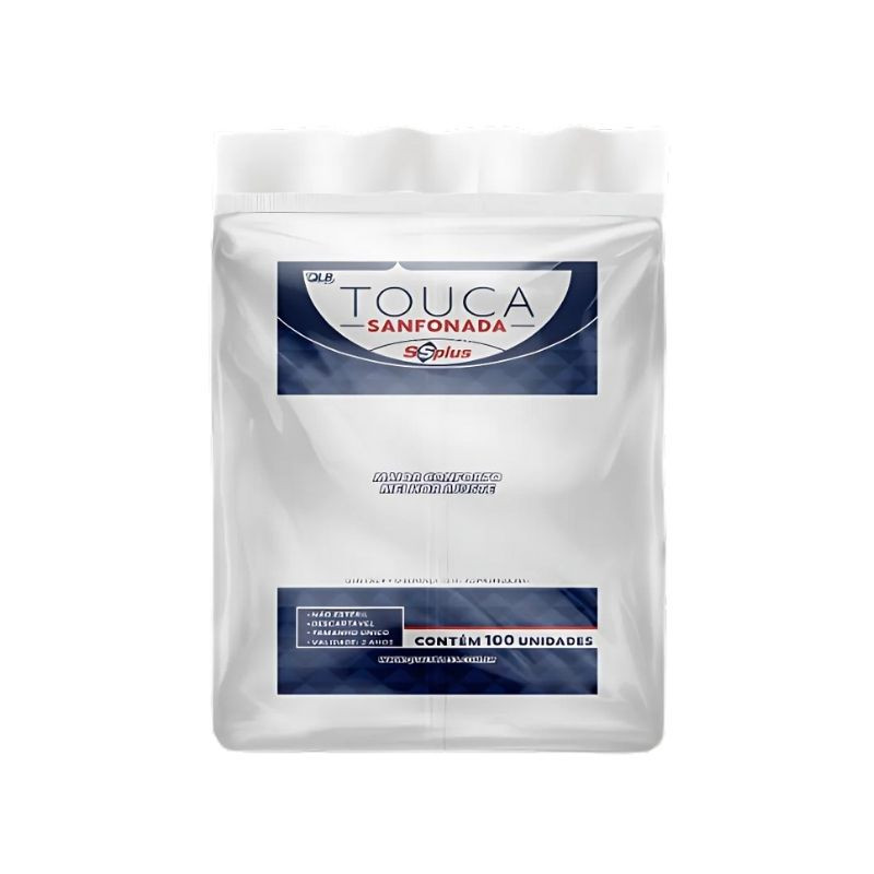Touca descartável com elástico cor branca 45cm GR12 pacote com 100un