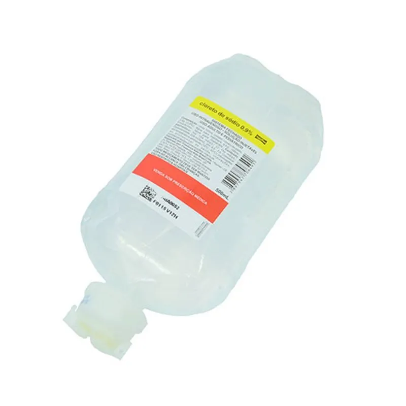 Soro fisiologico cloreto de sodio 0,9% esteril 500ml bolsa cx com 30un - USO INTRAVENOSO
