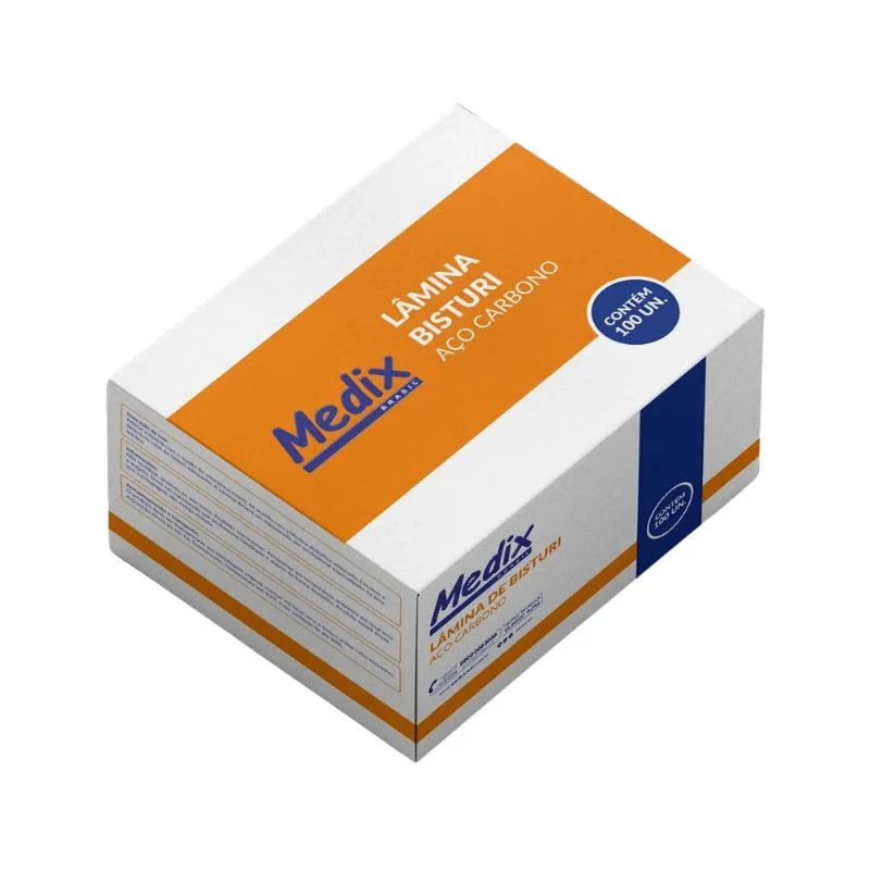 Lâmina de bisturi aço carbono 12 cx com 100un