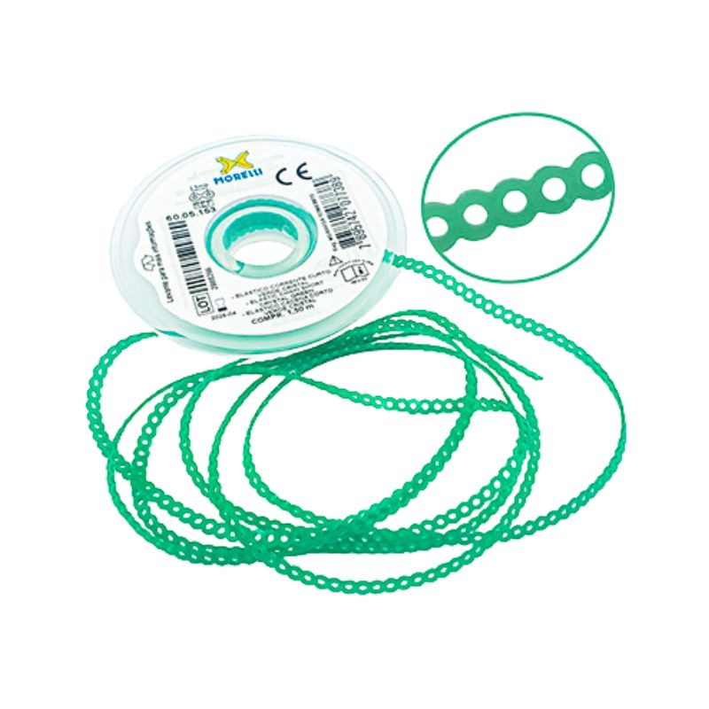 Elástico corrente curto verde cristal com 1,5 m