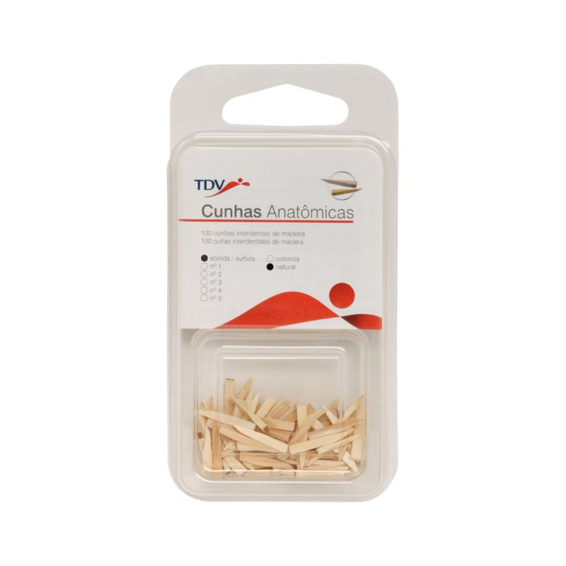 Cunha de madeira anatomica natural com 100 un ref 4957