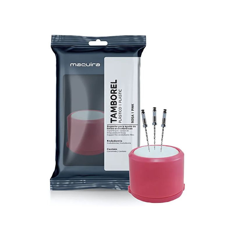 Tamborel em plastico sem refil rosa autoclavavel