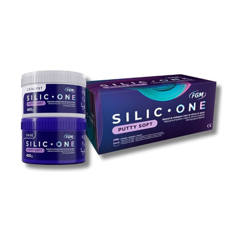 Silicone de adição putty soft base 400ml + catalisador 400ml + 2 medidores