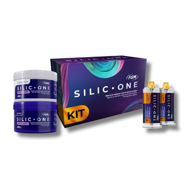 Silicone de adição base 400g + catalisador 400g + 2 light body 50ml + 12 pontas intra + 12 pontas mist